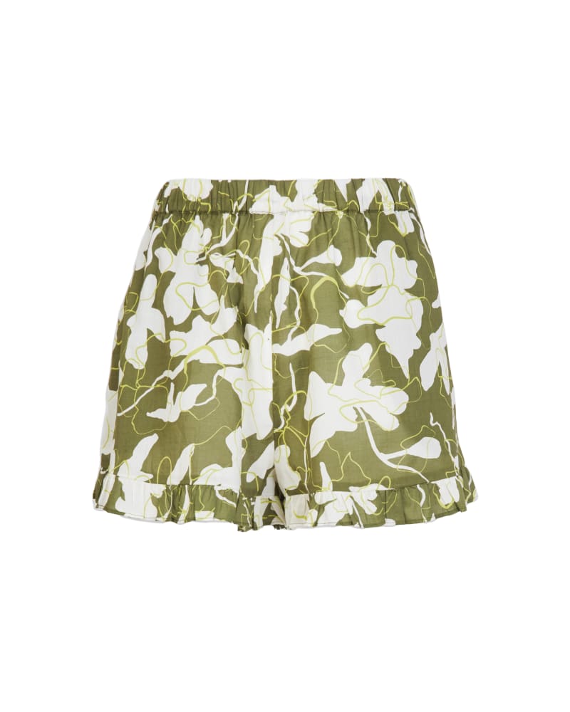 Front of a size 2X Marley Short in MOSS/KIWI MULTI by Tanya Taylor. | dia_product_style_image_id:294603